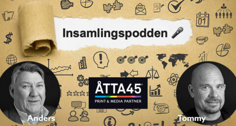 Åtta45 Insamlingspodden tryck print media Giva insamlingar